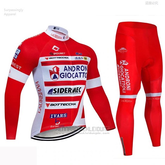 2019 Fahrradbekleidung Androni Giocattoli Rot Wei Trikot Langarm und Tragerhose - zum Schließen ins Bild klicken